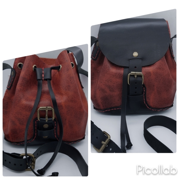 Handcrafted "Mini-Leather Addict" Bucket Bag - Picture 2 of 8